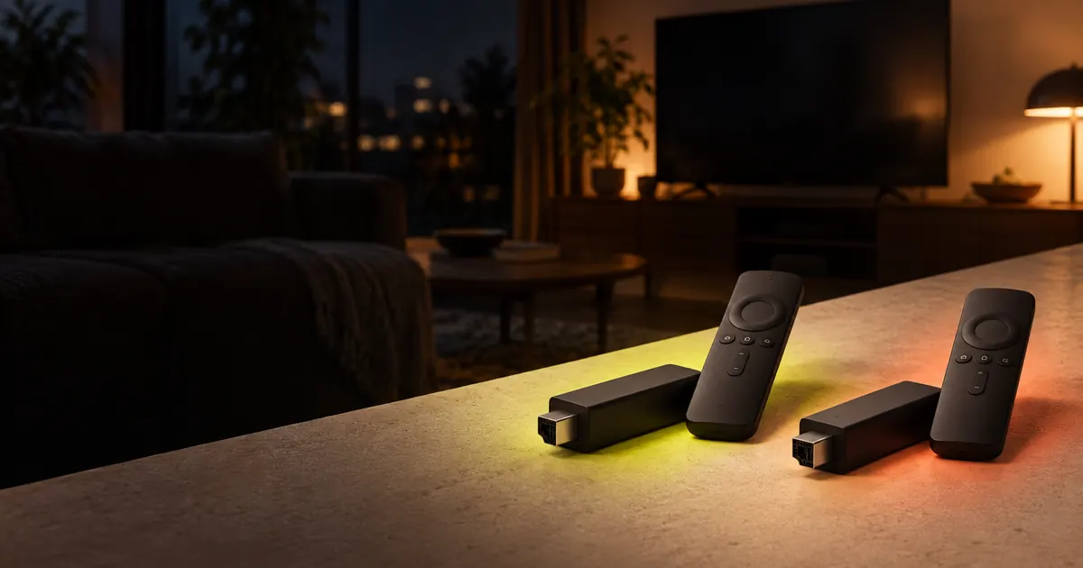 Fire TV streaming sticks and remotes representing a model and operating-system compatibility check